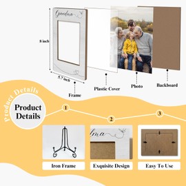 AWDSTN Wooden Photo Frame Mothers Day Gifts Grandma Gifts for Grandmother Nana, Wooden Photo Frame with Iron Stand for Tabletop or Desktop Display, Home Table Decoration (4x6 Vertical Photo) - 05