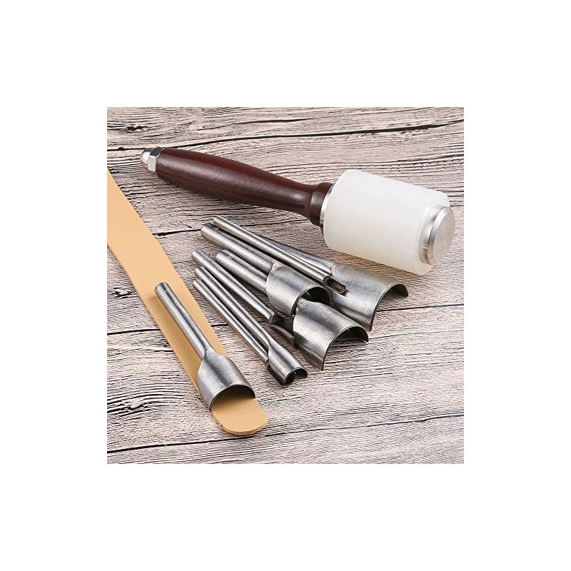 Caydo 8 Pieces Leather Tools Craft Half-Round Cutter Punch for