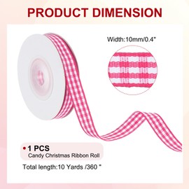 PATIKIL 10 Yards x 0.4" Plaid Ribbon, Pink and White Gingham Ribbon Gift Wrapping Ribbon for Thanksgiving Bow Wreath Craft Birthday Wedding