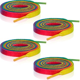Chuangdi Pack of 8 120 cm / 47.24 Inches Long Rainbow Shoelaces Flat Shoelaces Set Sports Shoes Shoelaces Colourful Elastic Shoelaces Trainers Boots Shoel, Rainbow colour
