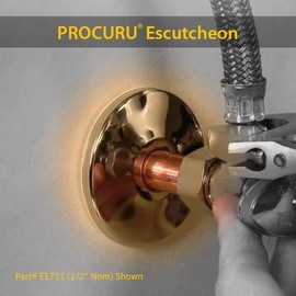 PROCURU 1-1/4 Inch CTS (1-3/8" OD) E1727 Escutcheon Wall Pipe Cover, Chrome-Plated Steel with SureGrip, New Work Installation, for 1-1/4" Copper Pipe and PEX Tubing (10-Pack)