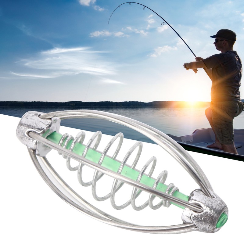 10PCS Stainless Steel Spring Fishing Feeder Bait Cage Holder Tackle