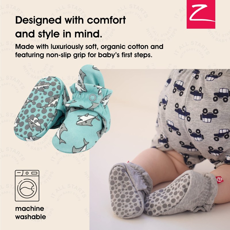 Zutano Botines unisex de algodón orgánico con suela de agarre,