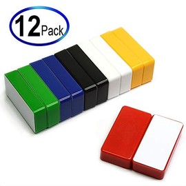 CMS Magnetics Multi-Color Magnetic Whiteboard Magnets (12 pcs) - Can Hold up to 37 Pages on Steel Cabinet - Domino Size, Great for Magnetic Message Board or Fridges