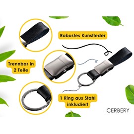 Cerbery® Elegant Leather Keyring with Rings and Gift Box | Lanyard Key Ring Key Ring Car Photo Engraving Ring | Women Men | Gift, silver