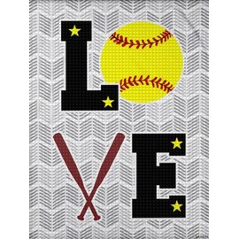 QAZWSX Diamond Painting Kits Softball Funny Love Graphic Diamond Painting DIY 5D Gem Art for Adults Girl, Numbers Accessories Arts and Crafts for Home Wall Decor 30x40cm/12x16inches