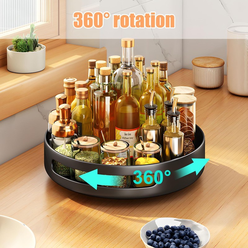 360° Rotating Spice Rack Space Saving Steel Rotating Container for