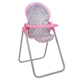 509 Crew: Cotton Candy Pink: Foodie Doll Highchair - Pink, Grey, Polka Dot - for Dolls Up to 21", Sturdy, Kids Pretend Play, Ages 3+