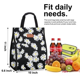 Femuar Lunch Bags for Women Insulated Reusable Lunch Tote with Internal Pocket, Lunch Tote bag for Work（Daisy）, TL251