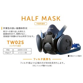 Shigematsu TW02S Replaceable Dust Mask, Small Direct Connection Mask, Medium Size (Absorption Can, Filter Sold Separately)