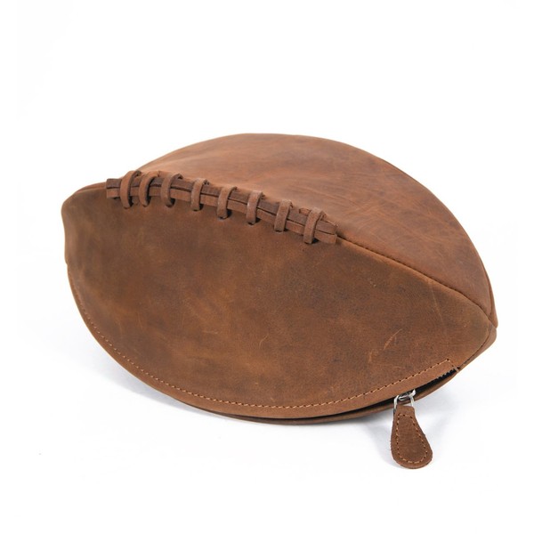Lakeland Leather Men's Real Leather Rugby Ball Toiletry Bag in Vintage Style in Tan Brown