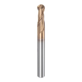 sourcing map Ball Nose End Mill 2 Flute 1/4" Diameter 1/4" Shank Tungsten Carbide TICN Coated Spiral CNC Router Bits 3/4" Cutting Length Single End Ball Cutting Tool for Carving Engraving