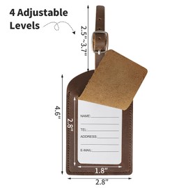 Ringsun Genuine Leather Luggage Tag for Suitcases ID Tags Bag Tags for Luggage (6 Pack)