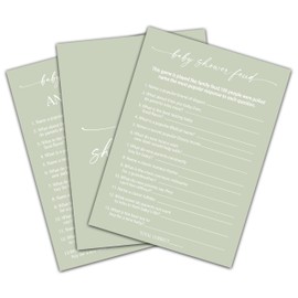 Green Baby Shower Game, Baby Shower Feud Game Cards, Gender Reveal Party Game, Baby Shower Party Activities & Decorations -1 Answer Card & 25 Game Cards(C07)