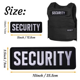 Security Embroidered Patches Hook and Loop, Durable Fabric Security Patch for Officer Guard Uniforms Vest, Jacket, Carrier, Hat, One Small and One Large Black
