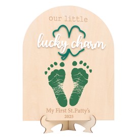 Our Little Lucky Charm Footprint - Newborn First Holiday Milestone Signs, Little Lucky Charm Party, St. Patrick's Day Decoration Supplies (Little Lucky Charm Footprint)