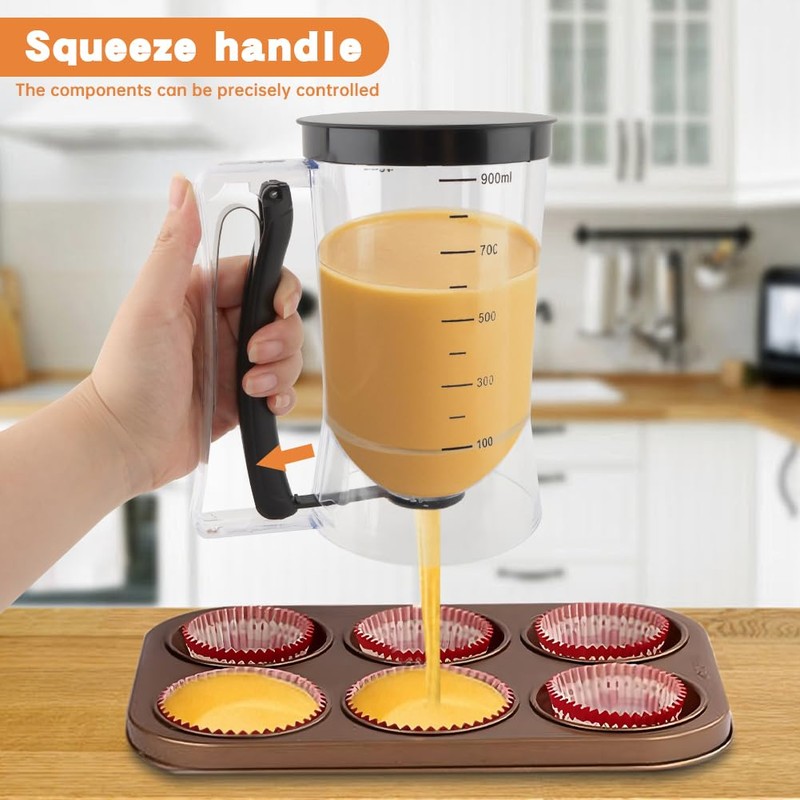 4 Cup Pancake Batter Dispenser with Cupcake Scoop Batters Dispenser,Pancake