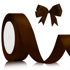 Brown Ribbon for Flower Bouquet 1 Inch 25 Yards Maroon Ribbon Brown Satin Ribbon Brown Silk Ribbon Brown Striped Ribbon Chocolate Satin Ribbon Thick Ribbon Bouquet Ribbon for Gift Wrapping Christmas