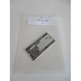 Pesco 207-14 Name ID Plate for Pesco Vacuum Pump Aluminum