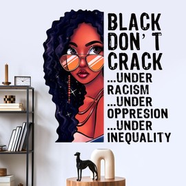 Buiory Removable Black Girl Wall Decals DIY Inspirational Quotes Wall Stickers Peel and Stick Positive Saying Mural Art Decal for Bedroom Living Room Home Wall Decor