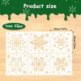 Pack of 12 Christmas Snowflakes Stencil Snowflake Painting Stencils Christmas Painting Stencils Snowflakes for Christmas Decoration, Holiday Decoration, DIY Decoration (20 x 20 cm)