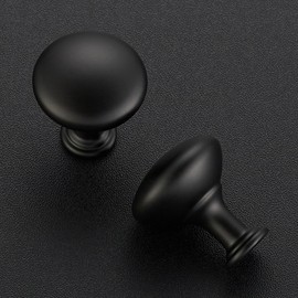 30 Pack 1 Inch Diameter Matte Black Mini Round Solid Kitchen Cabinet Knobs Drawer Pulls for Dresser Closet Door Knobs Drawer Cabinets