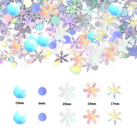 Lyosehy 1500PCS Iridescent Silver Snowflake Table Confetti Winter Party Snowflake Foil Metallic Sequins Laser Snowflake Confetti Birthday Party Winter Snowflake Table Sprinkles for Party Decors