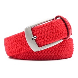 Canvas Elastic Fabric Woven Stretch Braided Belts for Men Women Junior with Multicolored/Full Sizes (1197 Red, L（fits waist 37"- 41" ）L)