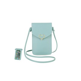 Benepoint Crossbody Bags for Women, Leather Phone Purses Crossbody Purse Cell Phone Purse with Clear Touch Screen Window (Sky-blue)