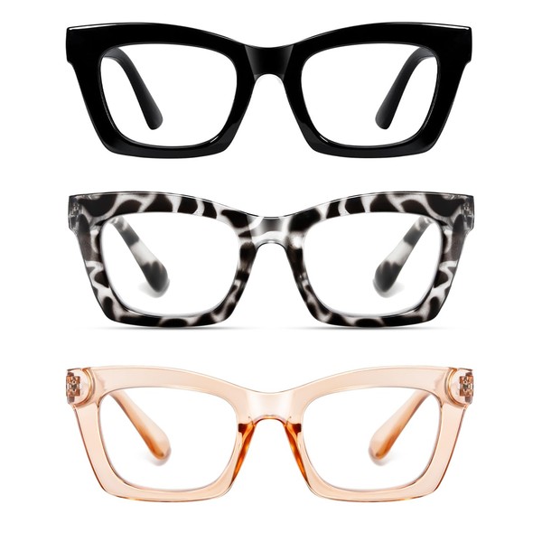 Hubeye 3 Pack Oprah Style Reading Glasses for Women Men