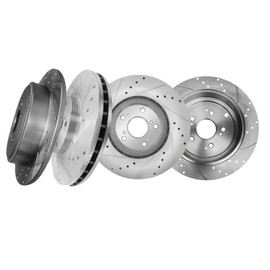 PM Auto Set of 4 Front 300mm-Rear 313mm Drilled Slotted Brake Disc Rotors For 2001-2006 Acura MDX