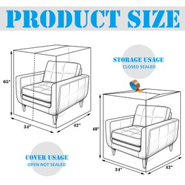 Abbylike 4 Pcs Plastic Furniture Covers Extra Large Recliner Armchair Patio Chair Covers Clear 65 x 42 x 34 Inch Waterproof Dust Proof Swivel Lounge Rocking Chair Protectors for Moving Storage