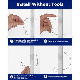 40 PCS Picture Hangers, Heavy Duty Drywall Hooks for Hanging, Stainless Steel Picture Hanging Hooks Holds Up to 100 lbs, Hang Photos, Art, Clock, Mirror,or Planters