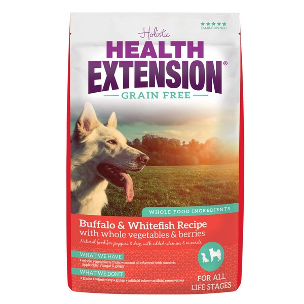 Health Extension Dry Dog Food, Natural Food with added Vitamins & Minerals, Suitable for All Puppies, Buffalo & Whitefish Recipe with Whole Vegetable & Berries (23.5 Pound / 10.6 kg)