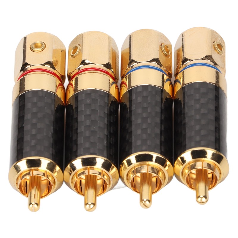 4Pcs RCA Sound Plug Carbon Fiber Gold Plated Oxidation Resistance