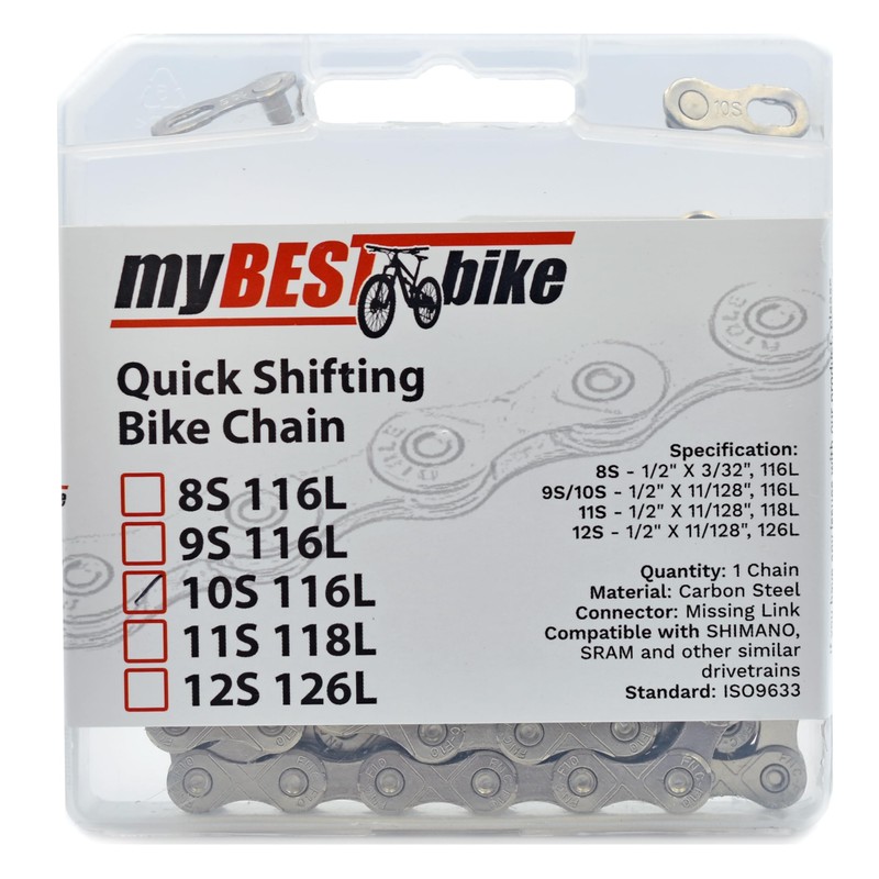 myBESTbike Bicycle Chain with Quick Connections, Powerful Bicycle Chain, 116
