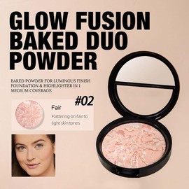 Powder Foundation - Brighten Colour Correcting Baked Foundation For Mature Skin - Lasting Baked Starter Kit For Makeup - Natural Finish Full Coverage For Face foundation For Mature Skin (#02 Fair)