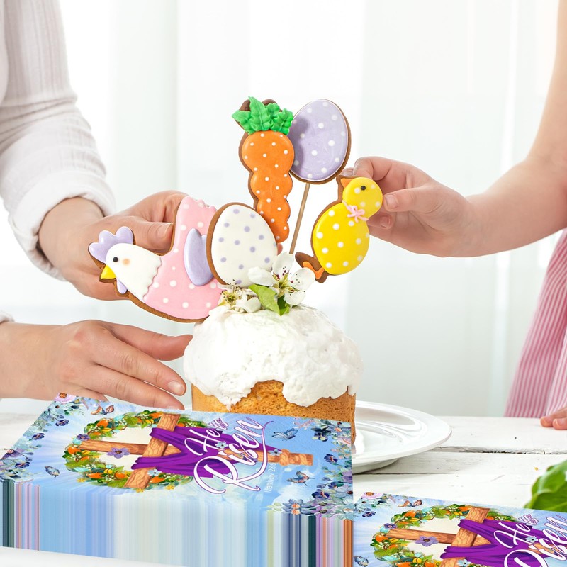 100Pcs Spring Easter Napkins, He Is Risen Napkins Guest Paper