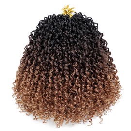 Eerya 8 Inch Yanky Twist Crochet Hair for Women 8 Packs Fluffy Prelooped Senegalese Spring Mini Yankee Yaki Twists Crochet Braids Synthetic Braiding Hair Extensions (8 inch, T1B/4/30)