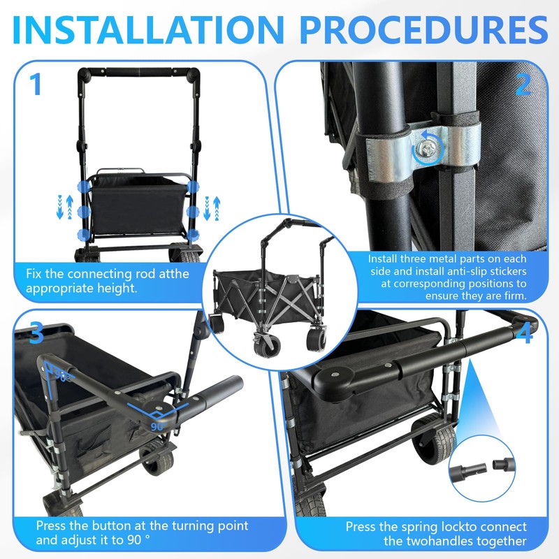 3rd Gen Wagon Push Handle Attachment - Durable & Adjustable