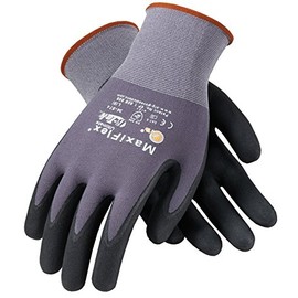 PIP MaxiFlex Ultimate 34-874T Grey/Black Medium Nylon Work Gloves - Nitrile/Nitrile Foam Palm & Fingers Coating - 8.5 in Length - 34-874T/M [PRICE is per DOZEN]