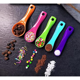Measuring Spoons Plastic with Ring in Assorted Colors, Set of 5