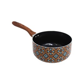 IMUSA 2 Quarts Talavera Nonstick Saucepan with Wood Look Handle, Ceramic Coated