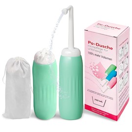Foldable Butt Shower - 13 Holes for Stronger Water Jet, with 2 Sealing Rings, Lid, Dust Cap & Bag - Ideal as an Intimate Shower, Portable Bidet, for Travel (Mint Green, 700 ml)