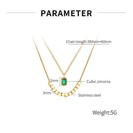 Yimofy 18K Gold Plated Layered Necklace for Women Elegant Green CZ Pendant Choker Necklaces Dainty Gold Layering Necklaces