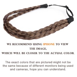 Gledola Double Three Strands Braid Headband Synthetic Hair Plait Headband for Women Hair Accessory (Warm Brown)