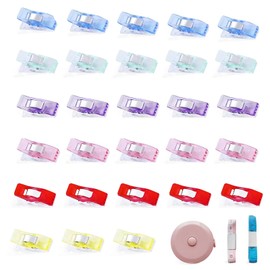 MUUZLL Sewing Clips, Premium Quilting Clips for Supplies Crafting Tools, Sewing Clips, Premium Quilting Clips, Versatile Craft Clips for Quilting, Fabric Clips, Assorted Colors,50 Pack Add Two Rulers