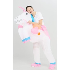 GOPRIME Riding Unicorn Costume, Inflatable, Adult Size (White)