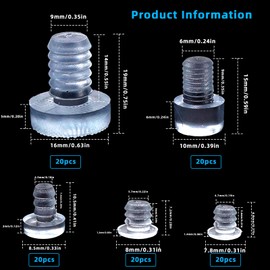 Pack of 100 PVC Door Stop Buffers, Elastic Rubber Dampers, Transparent Rubber Buffers, for Cabinet Doors, Drawers, Glass Tables, Anti-Collision, Buffering