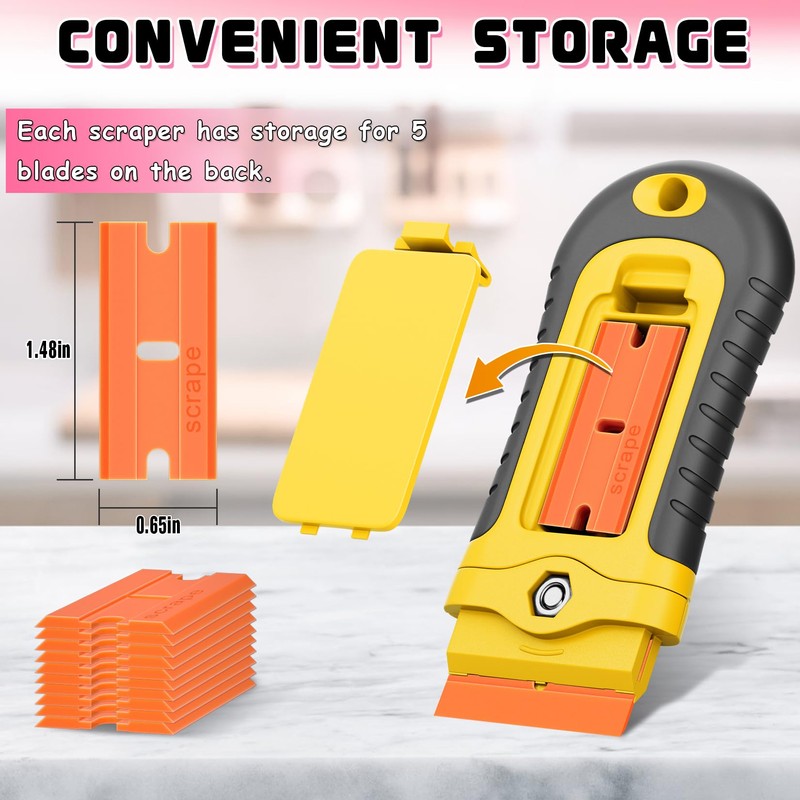 DIYSELF 2 Pcs Plastic Razor Blade Scraper with 10 Pcs